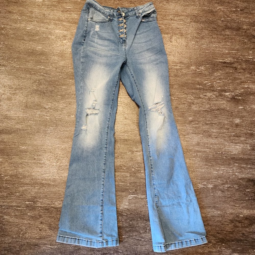 Flare button fly jeans